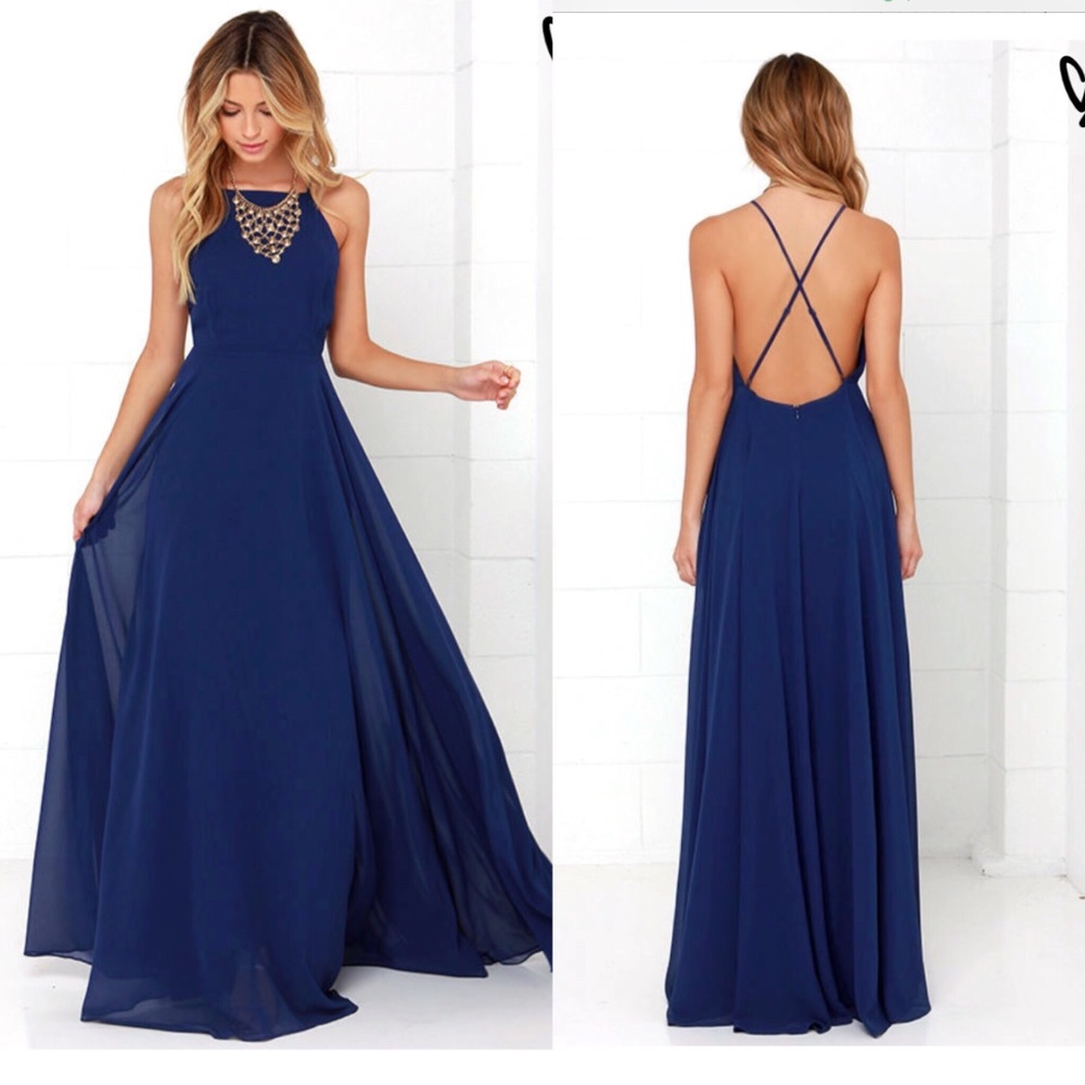 Blue Lulus cross back dress